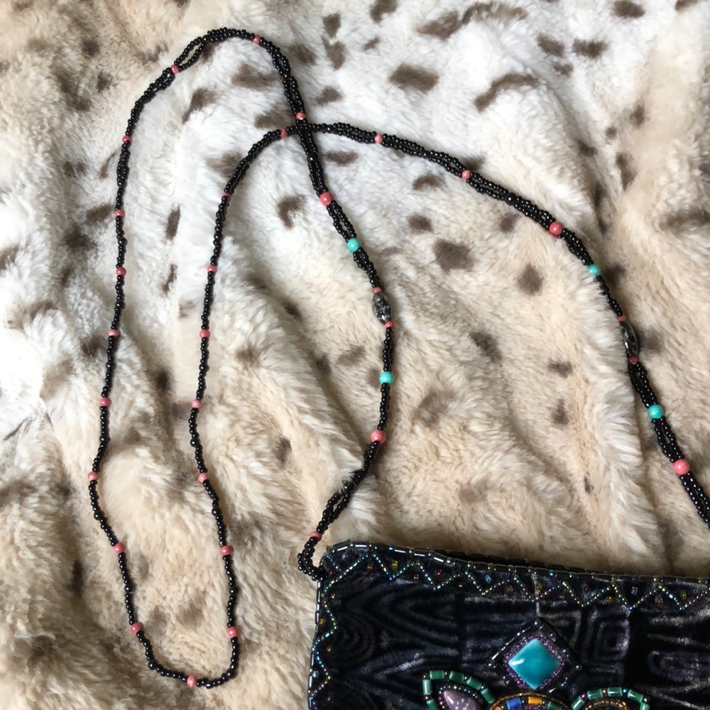 RARE 100% silk velvet artisan stone flower purse - Picture 6 of 16